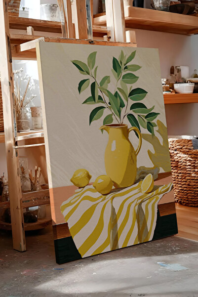 Zestia Πίνακας σε καμβά Νεκρή φύση με κίτρινο λεμόνι Σειρά Premium Αρ. 113318