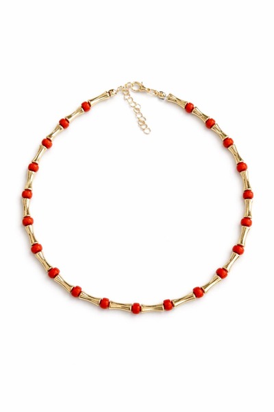 CHARMLUCKY Orange Bone Necklace