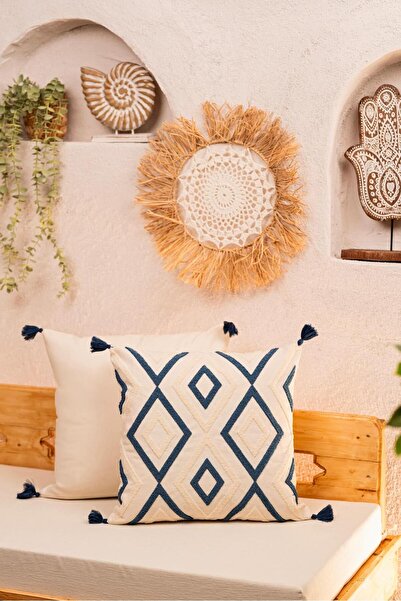 Viaden Bohemian Cushion 42 cm X 42 cm Geomoteric Blue