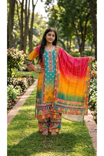 Genaric Women’s Digital Printed Cross Hatch Suit-Elegant Lawn Kameez, Lightweight Lawn Dupatta - Ethnic Wear
