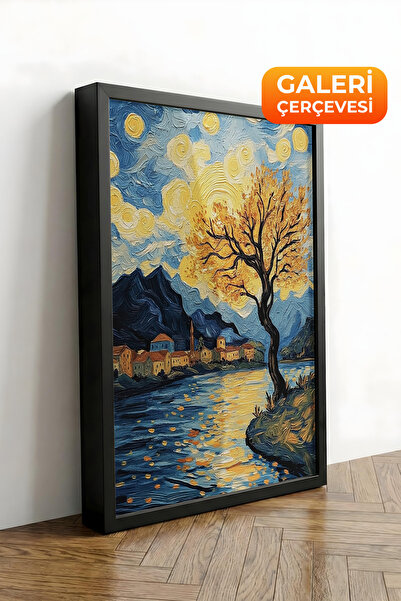 Zestia Πίνακας σε καμβά με μαύρο πλαίσιο Van Gogh Starry Night Bridge Comment...