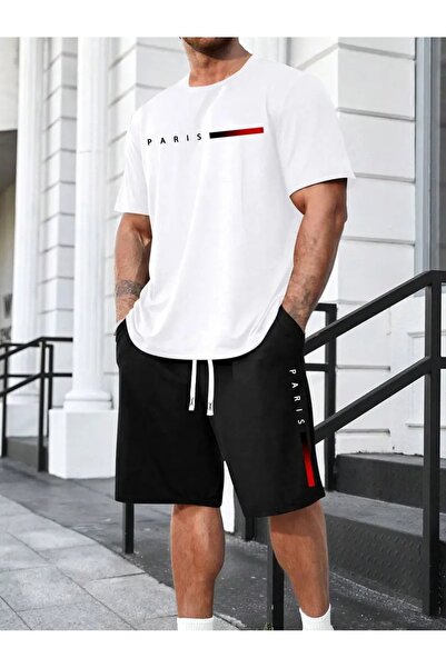 puolikuu Men's Oversized Tracksuit with Shorts - Czg Prs Ozl Bs Printed T-Shi...