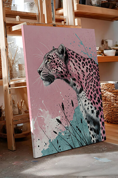 Zestia Πίνακας σε καμβά Ροζ Λεοπάρδαλη – Σειρά Premium Μοντέρνας Τέχνης Αρ. 1...