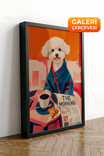 Zestia Καμβάς με μαύρο πλαίσιο με σχέδιο σκύλου σε κοστούμι, Σειρά Premium Αρ...