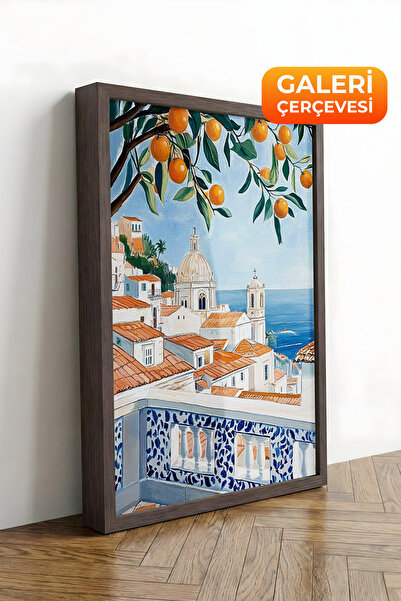 Zestia Καφέ πλαισιωμένος πίνακας σε καμβά Καλοκαιρινός άνεμος στη μεσογειακή ...