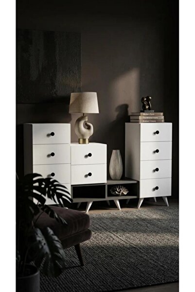 Projemob Miramob 10 Çekmeceli ve 2 Bölmeli Modern Şifonyer Geniş Konsol Sakla...