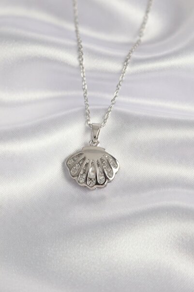 Jadem Gold 316L Steel Chain Silver Color Zircon Stone Pearl Detail Oyster Nec...