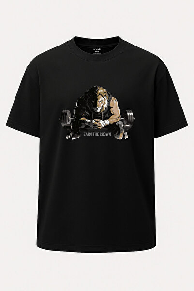 nirvoda supradimensionat Leu musculos Earn to Crown Fitness GYM cu imprimeu W...