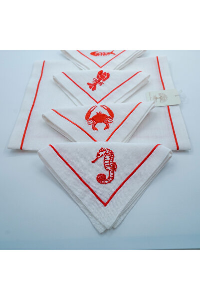 Vintage Home By Yelis Mari̇ne Theme Pi̇kolu Ru Table Runner 4-Piece Napkin Set