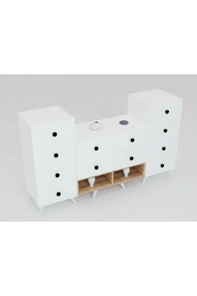 Projemob Miramob 12 Çekmeceli ve 2 Bölmeli Modern Şifonyer Geniş Konsol Sakla...