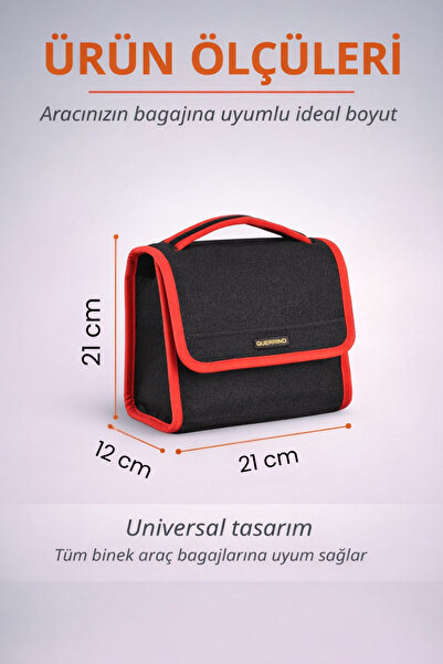 e-biz Oto Bagaj Organizer Bagaj Çantası S Boy Kaymaz Cırt Bantlı Velur Kompakt Düzenleyici