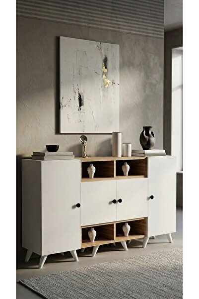 Projemob Miramob 4 Kapaklı ve 4 Bölmeli Modern Geniş Şifonyer Konsol Antre Ün...