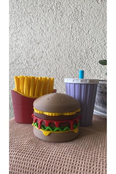 NureStore Hamburger Görünümlü Set 3'lü Saklama Kutusu Dekor Organizer