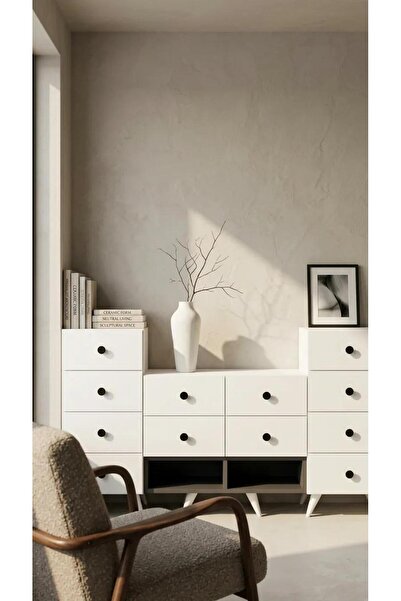 Projemob Miramob 12 Çekmeceli ve 2 Bölmeli Modern Şifonyer Geniş Konsol Sakla...