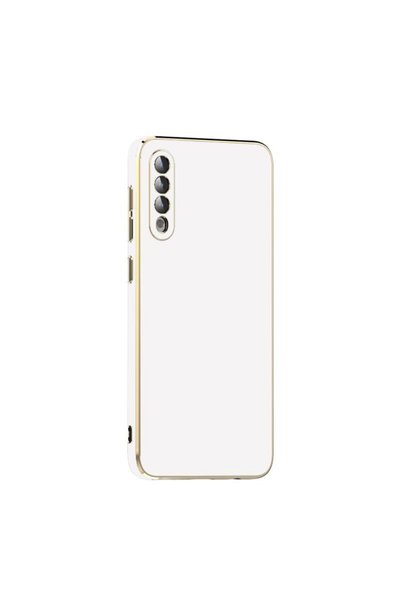 Musal غلاف هاتف Galaxy A50 مع حماية للكاميرا بتصميم حافة ذهبية من السيليكون