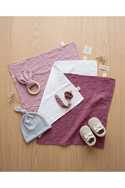 NO NAME %100 Pamuk Müslin Bebek Bezi 3’lü Set – Çok Amaçlı Müslin Örtü (Ağız ...