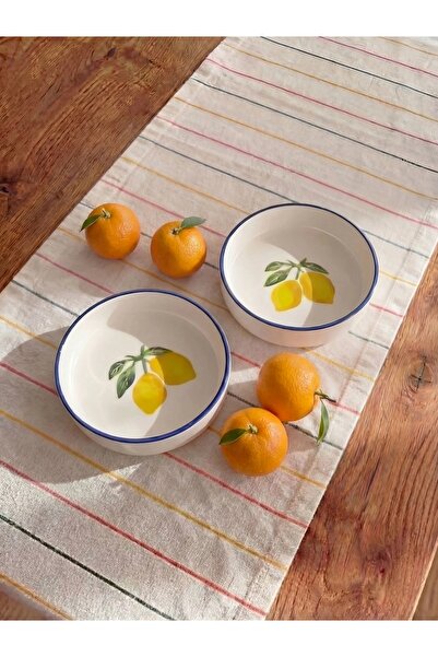 LC Waikiki Limon Printed 2-Piece Ceramic Bowl 13 cm