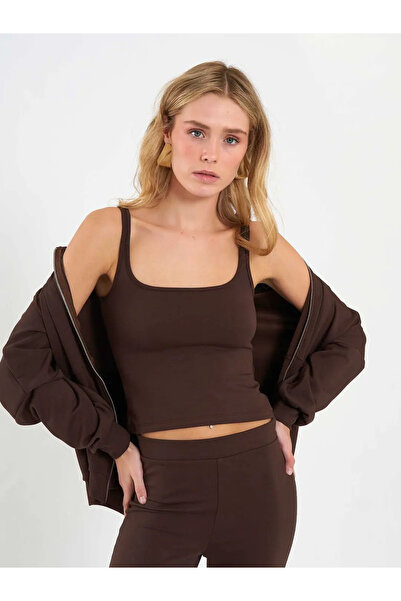 BIGNUANCE Brown 3-Piece Sports Set Casual Comfortable Stylish Women's Tracksu...