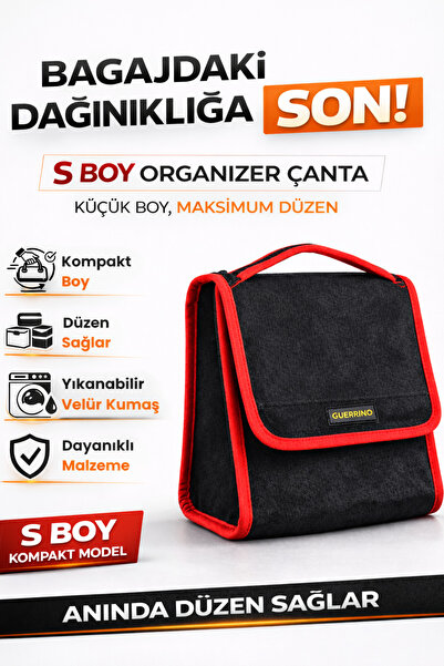 e-biz Oto Bagaj Organizer Bagaj Çantası S Boy Kaymaz Cırt Bantlı Velur Kompakt Düzenleyici