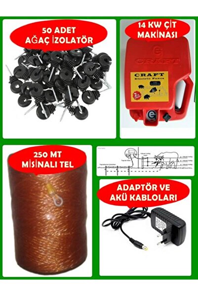 Craft 2,5 Dönüme Göre 14 Kw Elektrikli Çit Sistemi Takımı Misinalı Telli DOMU...