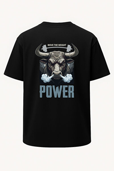 nirvoda Oversized Move the Weight Bull Fitness Gym Back Printed Wide Cut T-Shirt