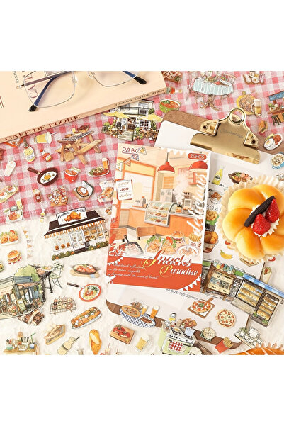 Kolbi Craft 2 صفحة، 24 قطعة من الملصقات الشفافة ذات الطابع الغذائي، دفتر ملاح...