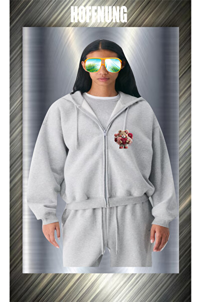 HOFFNUNG unisex Βαμβάκι lu oversized Love Bear με τύπωμα με κουκούλα Άνετο κα...