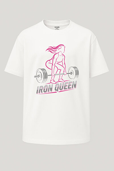 nirvoda تي شيرت Iron Queen Demir Queen للسيدات للياقة البدنية والجيم مطبوع وا...