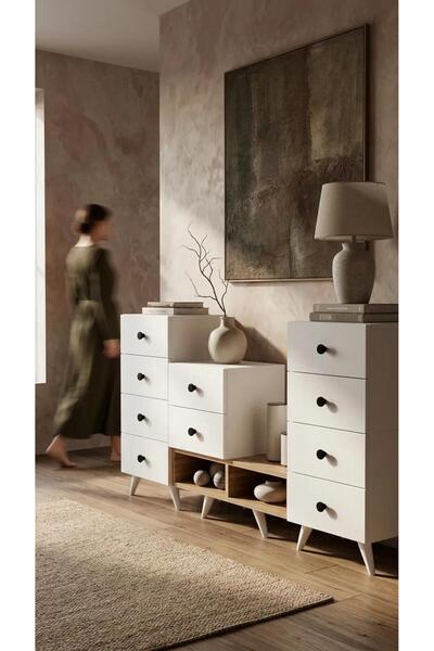 Projemob Miramob 10 Çekmeceli ve 2 Bölmeli Modern Şifonyer Geniş Konsol Sakla...