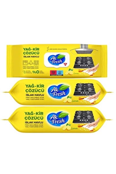 AKFRESH 3 x Șervețele umede AK Fresh cu lămâie pentru suprafețe din oțel inox...