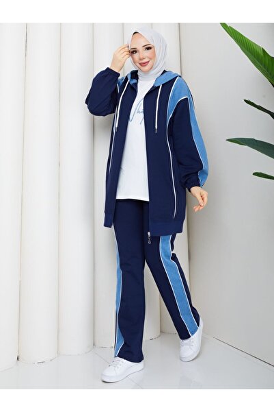 moda4b 3-Piece Women's Sports Set Two Thread Pa Cotton Ot Detailed Ka Hooded ...