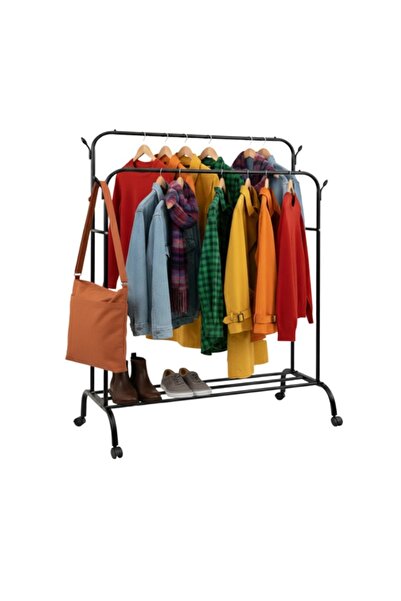KESNUP Mobile double clothing rack with 2 bars and 360° wheels, maximum load ...