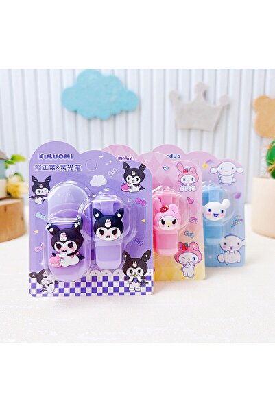 hediye Sevimli Karakterli Fosforlu Kalem ve Düzeltici Seti 155-30