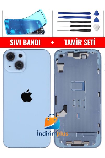 indirimplus iPhone 14 Kasa Boş Kasa + Açık Mavi Renk+Tamir Seti Sıvı Bandı Ya...