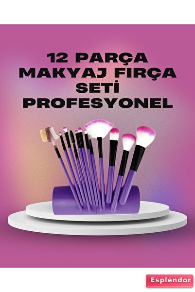 esplendor مجموعة فرش مكياج ذات شعيرات ناعمة مكونة من 12 قطعة مناسبة لاستخدام ...