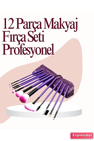 esplendor Set de 12 pensule de machiaj cu peri din fibre moi pentru fard de p...