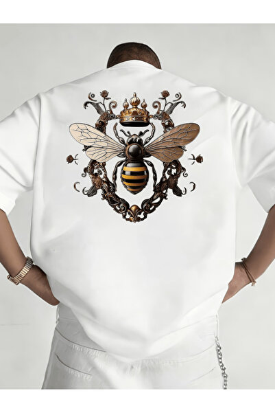 one button Bay Gold Arı cu imprimeu Premium supradimensionat tricou