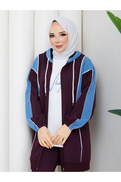 moda4b 3-Piece Women's Sports Set Two Thread Pa Cotton Ot Detailed Ka Hooded ...