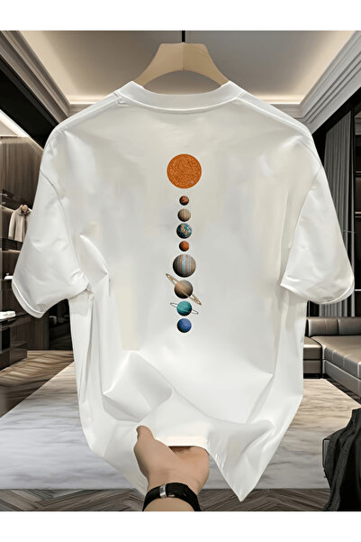 one button Sistemul Solar Planetar cu imprimeu Premium supradimensionat tricou