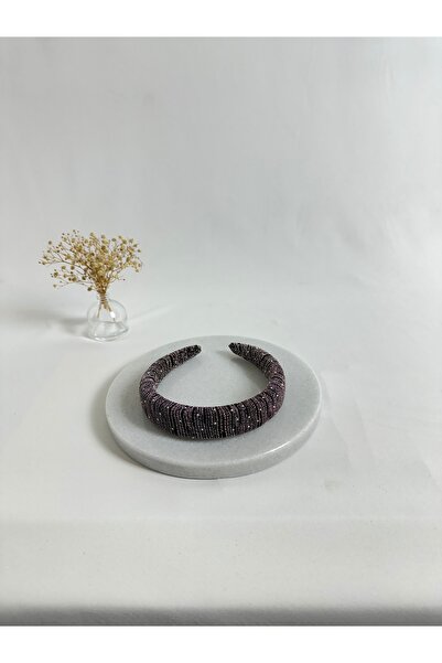 MegssStore Powder Pink Buzzy Stone Thin Curved Crown Hair Band