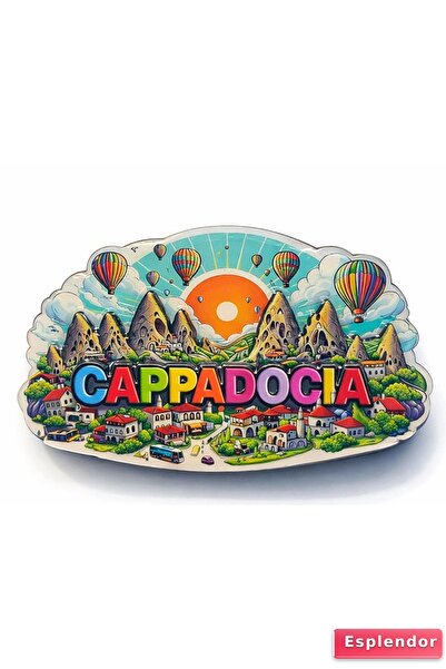 esplendor Kapadokya Temalı Ahşap Buzdolabı Magneti Model 5