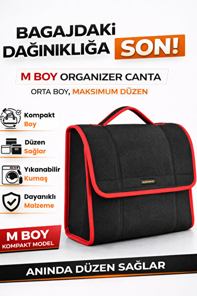 e-biz Oto Bagaj Organizer Bagaj Çantası M Boy Kaymaz Cırt Bantlı Velur Kompakt Düzenleyici