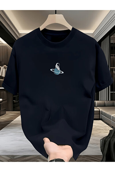 one button Domnul Astronaut cu imprimeu Premium supradimensionat tricou