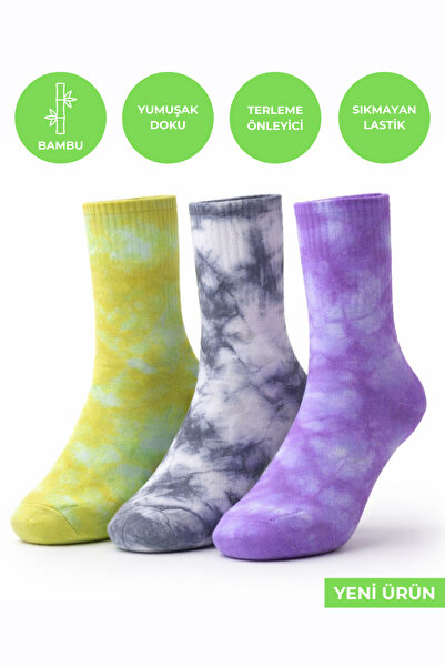 OUS Bambu Batik Desenli Soket Çorap 3'lü Set – Terletmeyen Yumuşak Unisex Gün...