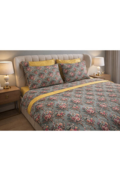 Zeren Home Set cuvertură de pilota dublă cu model damasc, 100% bumbac, 6 pies...