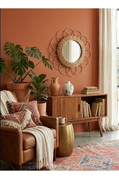 Ebruli Rattan Bambu Ayna (iç ayna 20 toplam 35 cm )