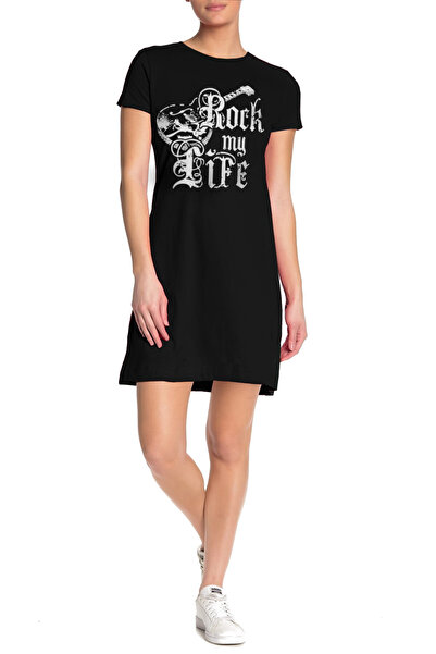 ROCKANDROLL My Life Is Rock Black Short Sleeve Combed Cotton Women's T-Shirt ...
