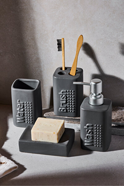 Perotti طقم حمام من 4 قطع من WELL DROP ماتي أنثراسايت ستونوير