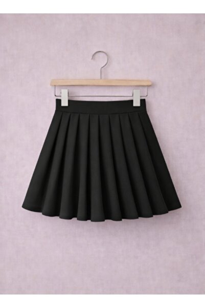 CARABO MODA Girl's Pleated Flared Skirt with Elastic Waistband