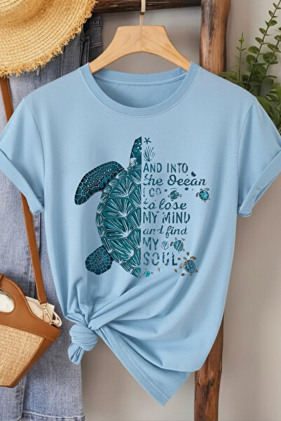 l'eivor تي شيرت سلحفاة البحر مطبوع للسيدات